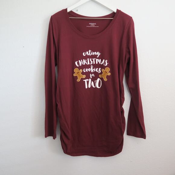 Motherhood Maternity Graphic Long Sleeve T-Shirt Red Burgundy Size XL - Picture 1 of 7